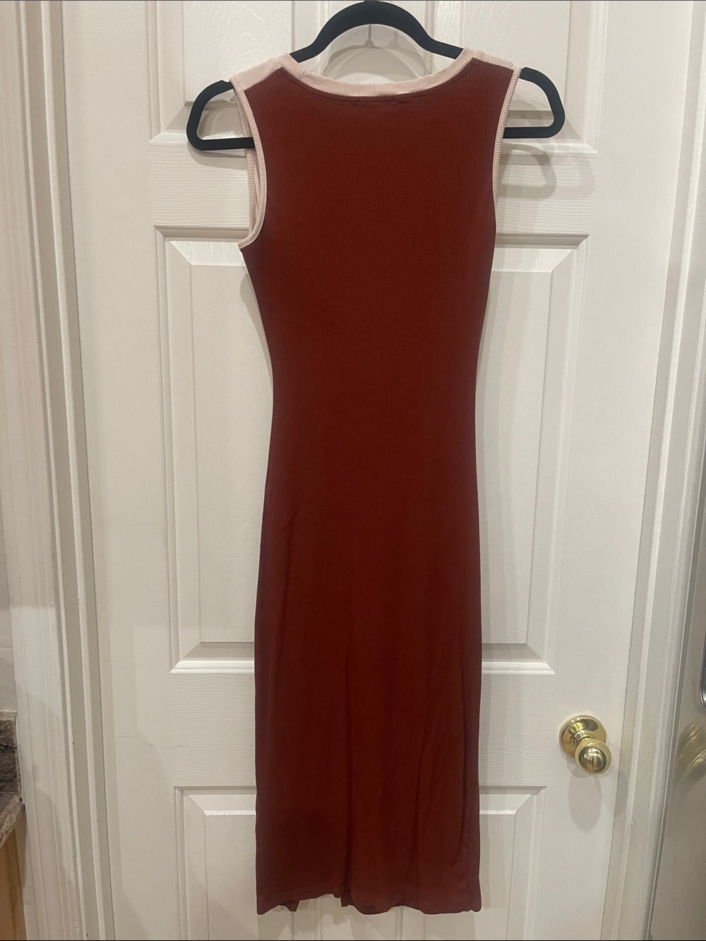 OTEN Cream & Brown front twist Body Con Dress S:M - Picture 7 of 7